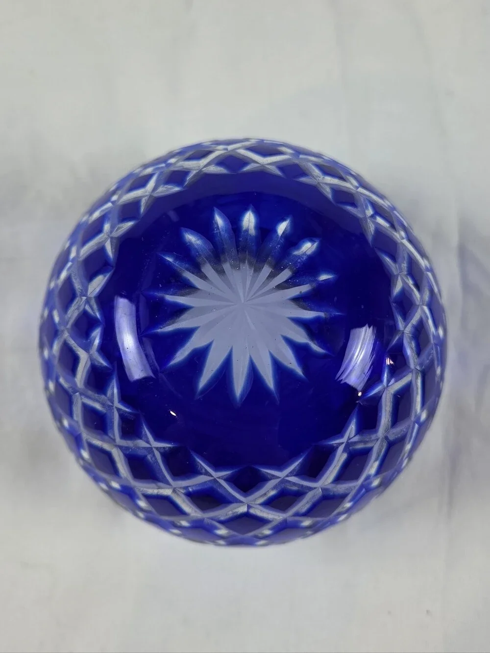 Cobalt Blue Bohemenian Cut Crystal 3.5